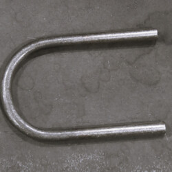 A U-shaped metal bolt.