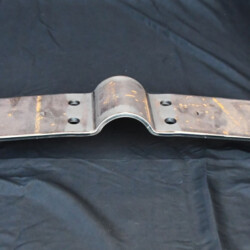 A bent metal bracket with a central arch and pre-drilled mounting holes.